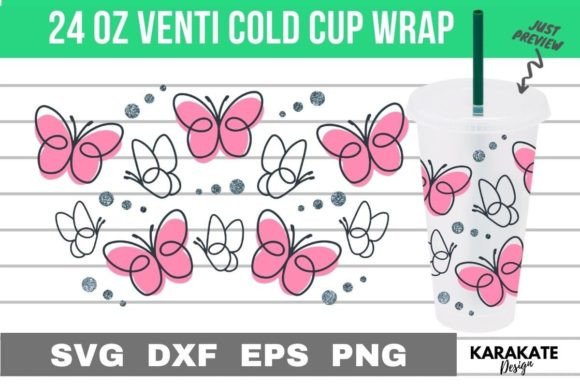Butterfly Line Venti Cup Wrap: Graphics for Crafts & Content