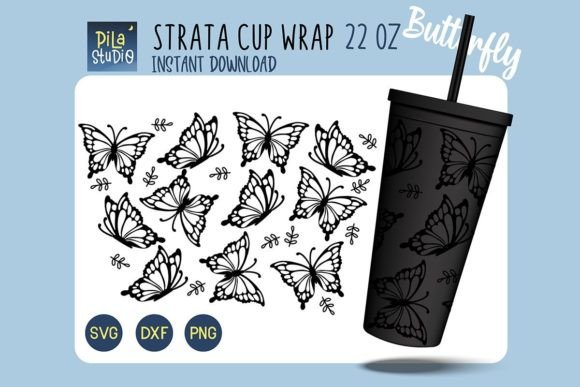 Butterfly Strata Cup 22oz SVG Png Cricut Graphics