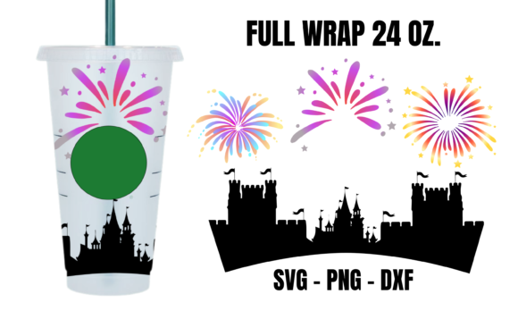 Castle Fireworks2 Starbucks Cup Wrap SVG: Graphics for Crafts