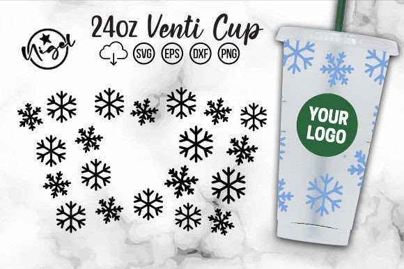 Christmas Snow Floke Cold Cup Wrap SVG: Graphics for Crafts