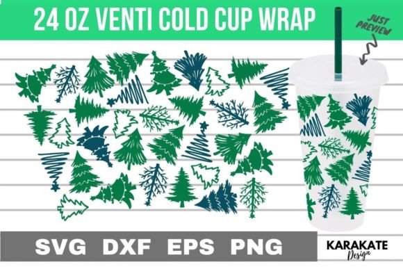 Christmas Tree 24 Oz Venti Cup Wrap SVG: Graphics and Crafts in One