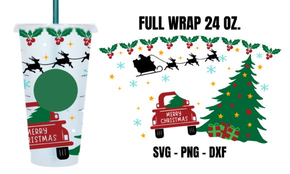 Christmas Truck Starbucks Cup Wrap SVG: Graphics for Crafts & Campaigns