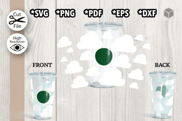 Clouds Cup Wrap SVG: Graphics for 24 Oz Cold Cups