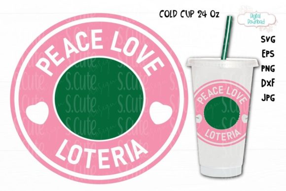 Cold Cup 24 Oz, Peace Love Loteria Svg: Graphics and Illustrations