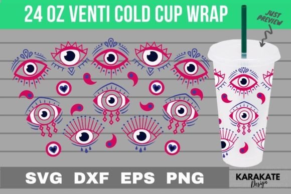 Evil Eyes Lover 24 Oz Venti Cup Wrap SVG: Graphics and Crafts for Local Branding