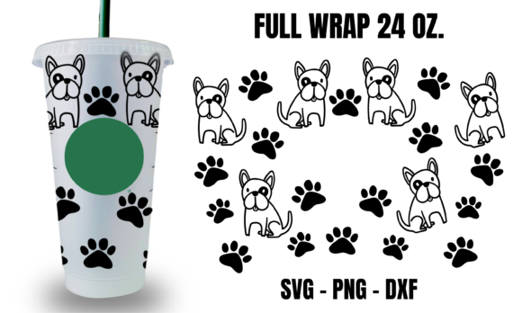 Frenchies Starbucks Cup Wrap SVG: Graphics for Crafts
