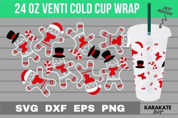 Ginger Bread 24 Oz Venti Cup Wrap SVG: Graphics & Crafts in One
