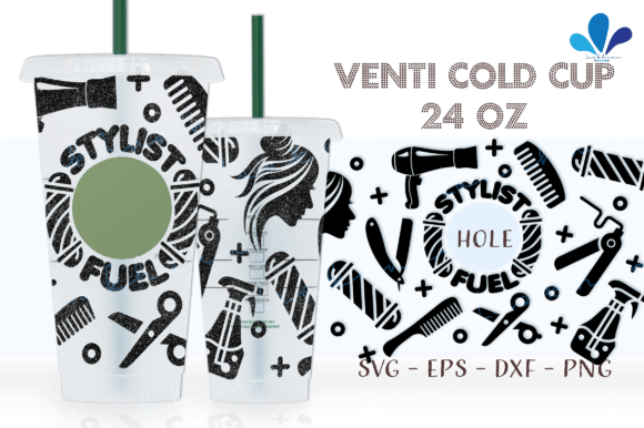 Hairstylist Fuel Venti Cold Cup Wrap SVG