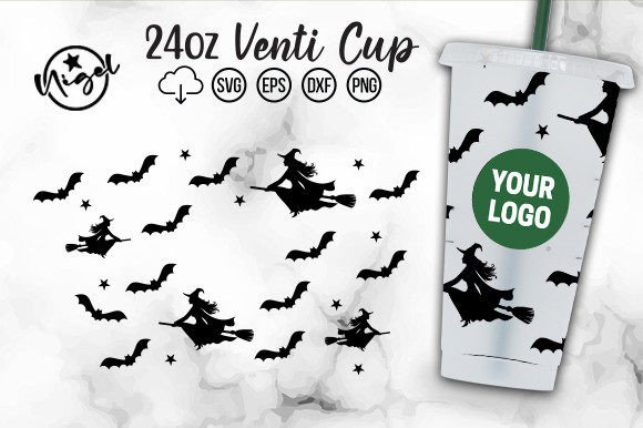 Halloween Witch Cold Cup Wrap SVG Cut Graphics