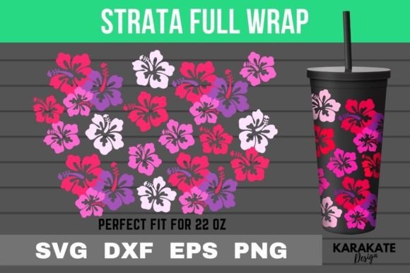 Hibiscus Strata Cup Wrap SVG: Graphics for Crafts & Branding