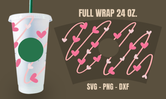 Line Hearts Starbucks Cup Wrap SVG: Graphics for Crafts-Driven Branding