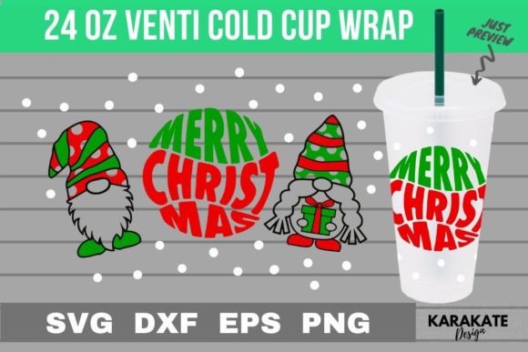 Merry Gnome 24 Oz Venti Cup Wrap SVG: Graphics and Crafts