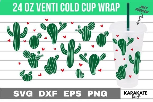 Mini Cactus Venti Cup Wrap SVG: Graphics for Crafts & Content
