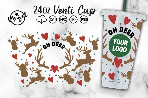 Oh Deer, Christmas Cold Cup Wrap Svg Cut