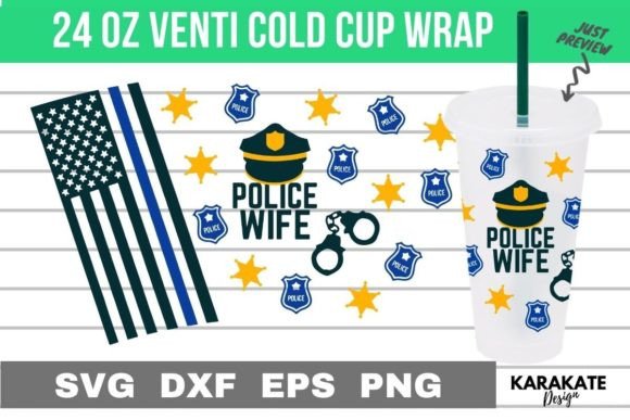 Police Wife SVG Cup Wrap: Graphics for Crafts & Local Branding