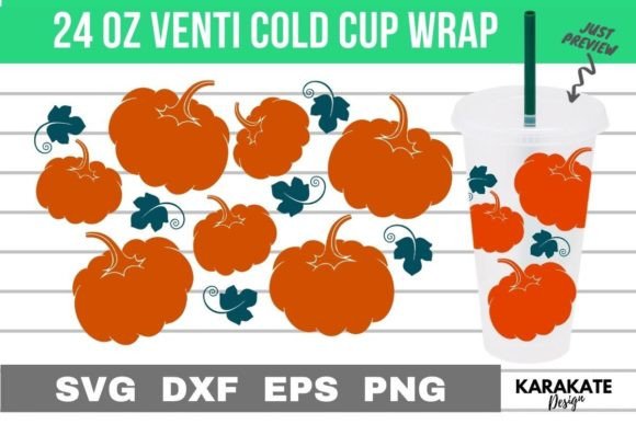 Pumpkin 24 Oz Venti Cup Wrap SVG: Graphics & Crafts for Branding