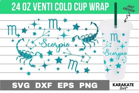 Scorpio Zodiac, 24 Oz Venti Cup Wrap SVG