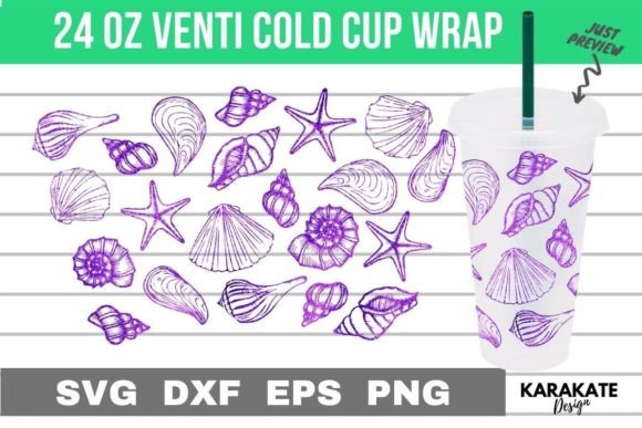 Sea Shell Venti Cup Wrap SVG: Graphics for Crafts & Branding