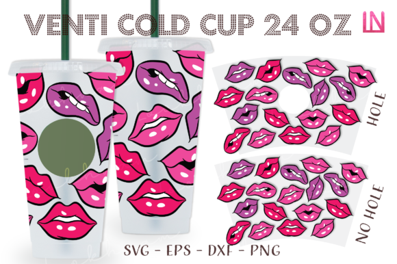 Sexy Lips Smack Venti Cold Cup Wrap SVG — Graphics for Crafts