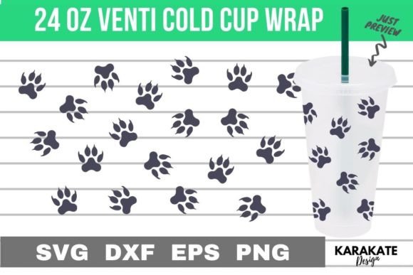 Small Dog Paws Venti Cup Wrap SVG: Graphics for Crafts & Content