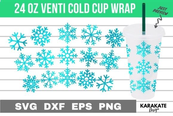 Snowflakes Venti Cup Wrap SVG: Graphics for Crafts