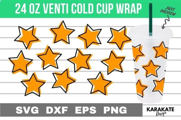 Star Line, 24 Oz Venti Cup Wrap SVG