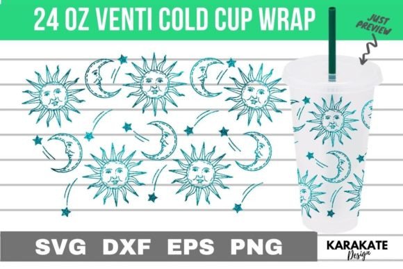 Sun Moon Star SVG Cup Wrap: Graphics for Crafts