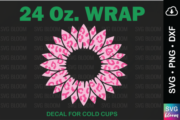 Sunflower Leopard 24oz Tumbler Wrap SVG Graphics