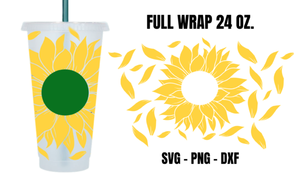 Sunflower Starbucks Cup Wrap SVG: Graphics for Crafts & Branding