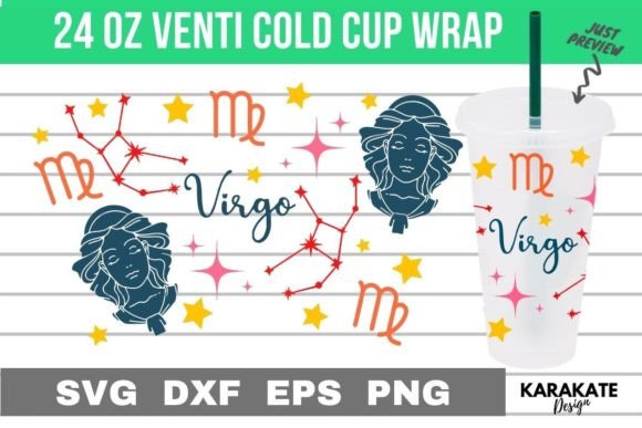 Virgo Zodiac Cup Wrap SVG: Graphics for Crafts & Content