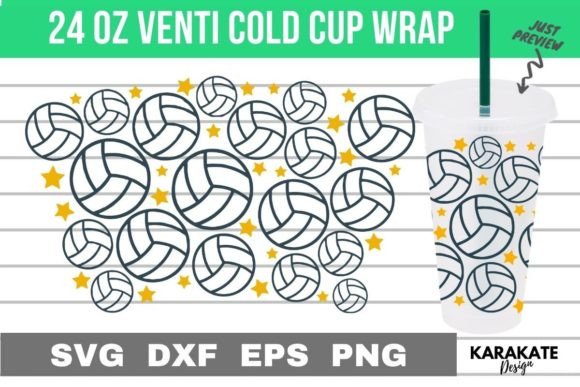 Volleyball Line - 24 Oz Venti Cup Wrap SVG