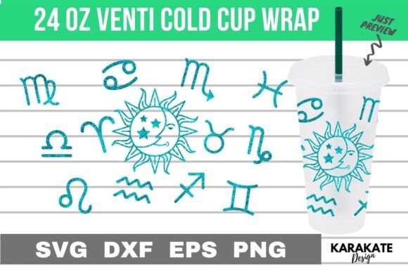Zodiac Symbol - 24 Oz Venti Cup Wrap SVG